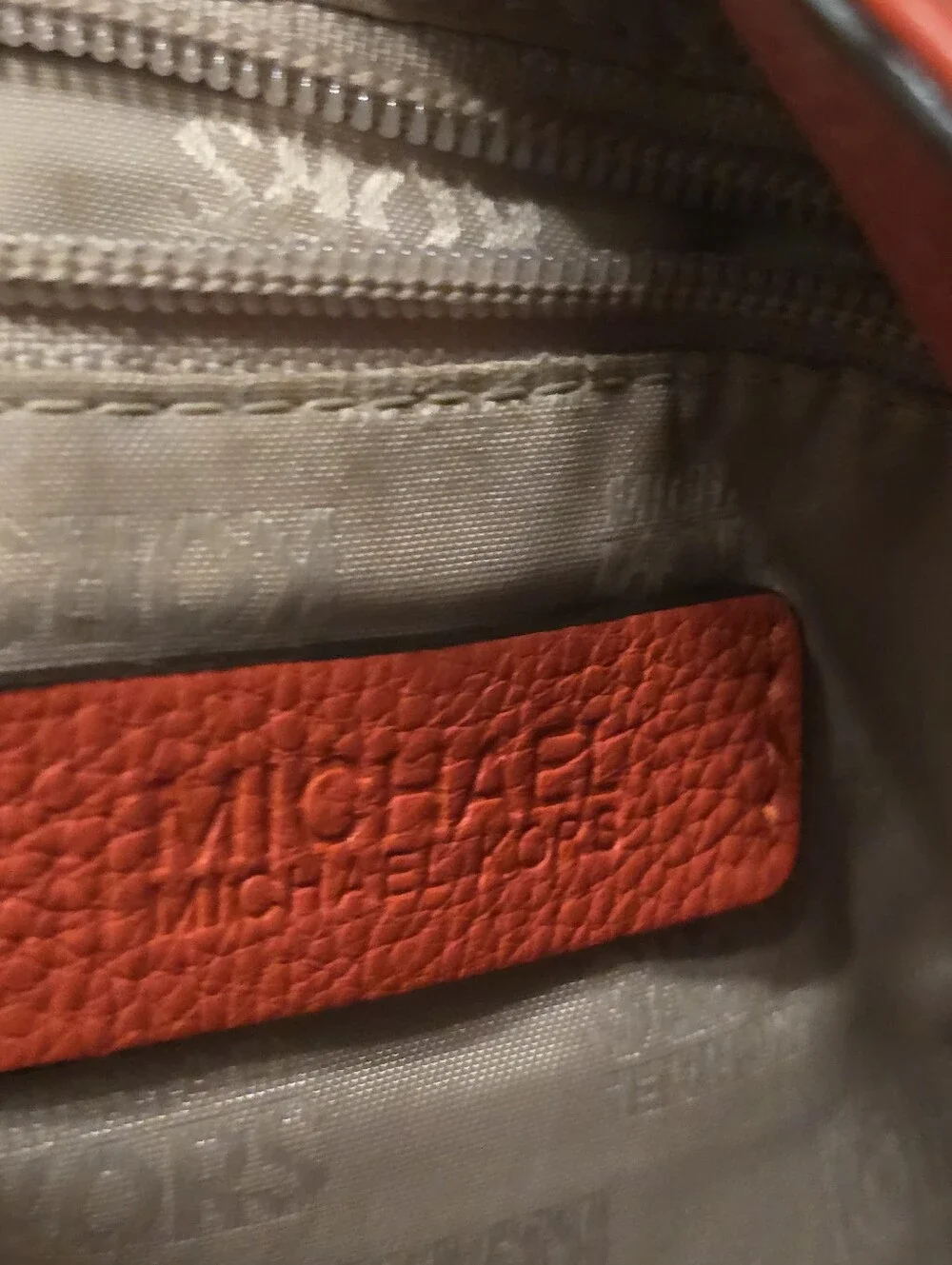 Michael Kors Orange-Red Pebble Leather Crossbody with Gold Hardware